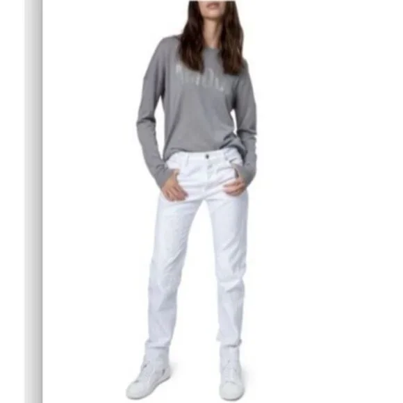 Zadig & Voltaire NEW Gaby Amour Embellished Merino Wool Sweater Medium